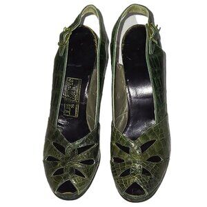 Vintage Croc or Alligator Slingback Heels Dey Arte 8 N